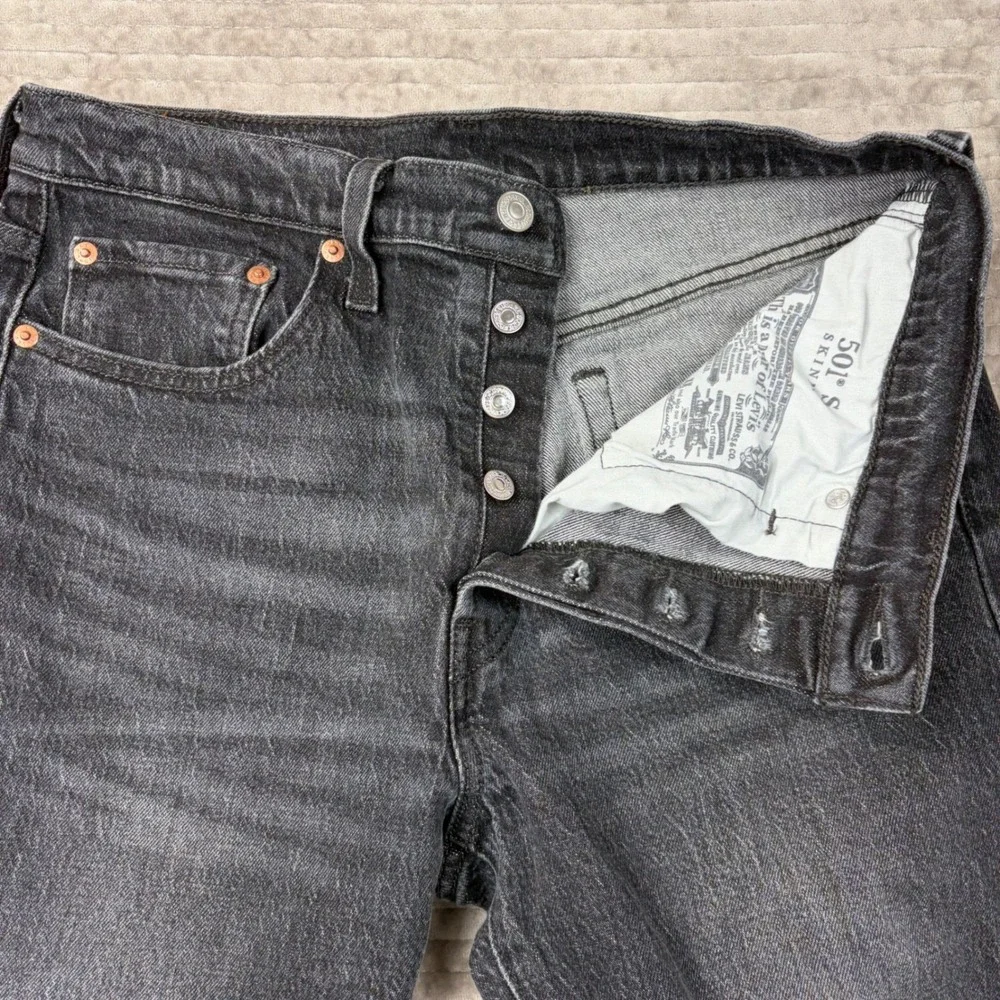 Levis 501‎ Skinny Jeans Mens 29x30 Faded Black Denim 29502-0248